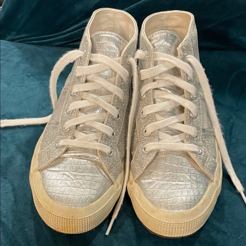 Superga Shimmering Silver High-Top Sneakers